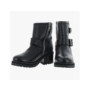 Steve Madden Women's GAIN Motorcycle Boot Chunky Heel Black Leather  6.5 M EUC